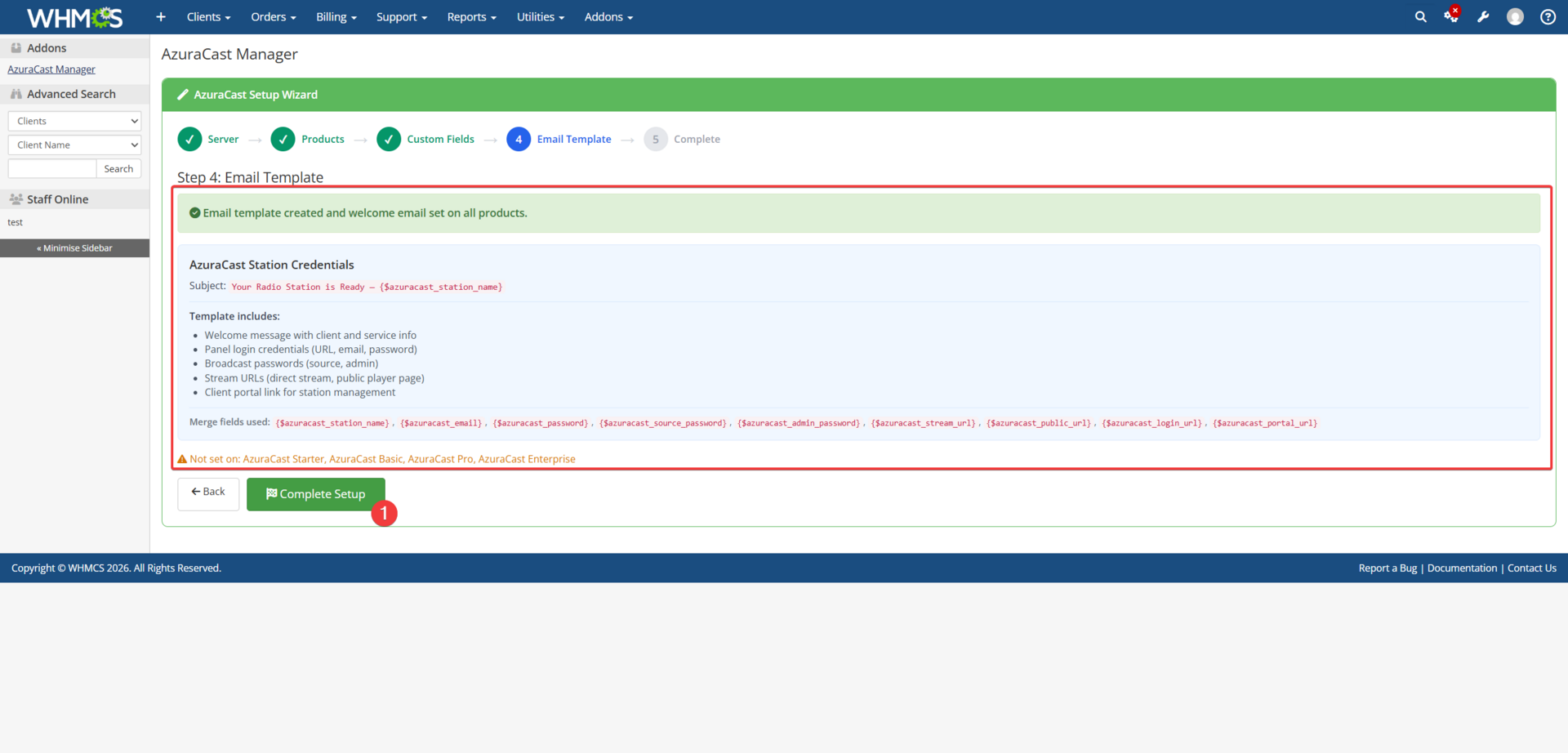 Setup Wizard Step 4 — Email Template